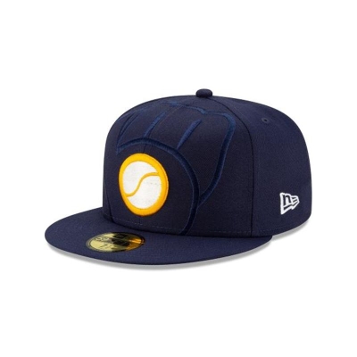 Milwaukee Brewers Gorra | New Era MLB Logo Elements 59fifty Fitted Cap Mexico - Azules